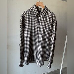 SOLD - Vintage 2000s Theory Dark Blue/Cream Checkered Men’s Shirt M